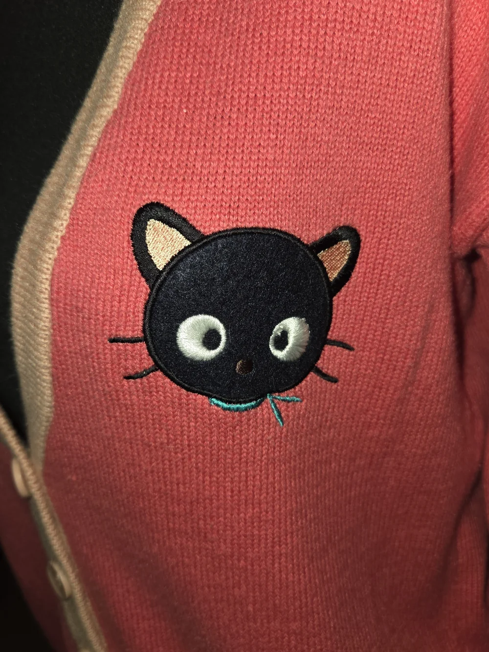 Hello Kitty Forever 21 Collectio Exclusive Coral Pink V-Neck Cardigan - Picture 2 of 8